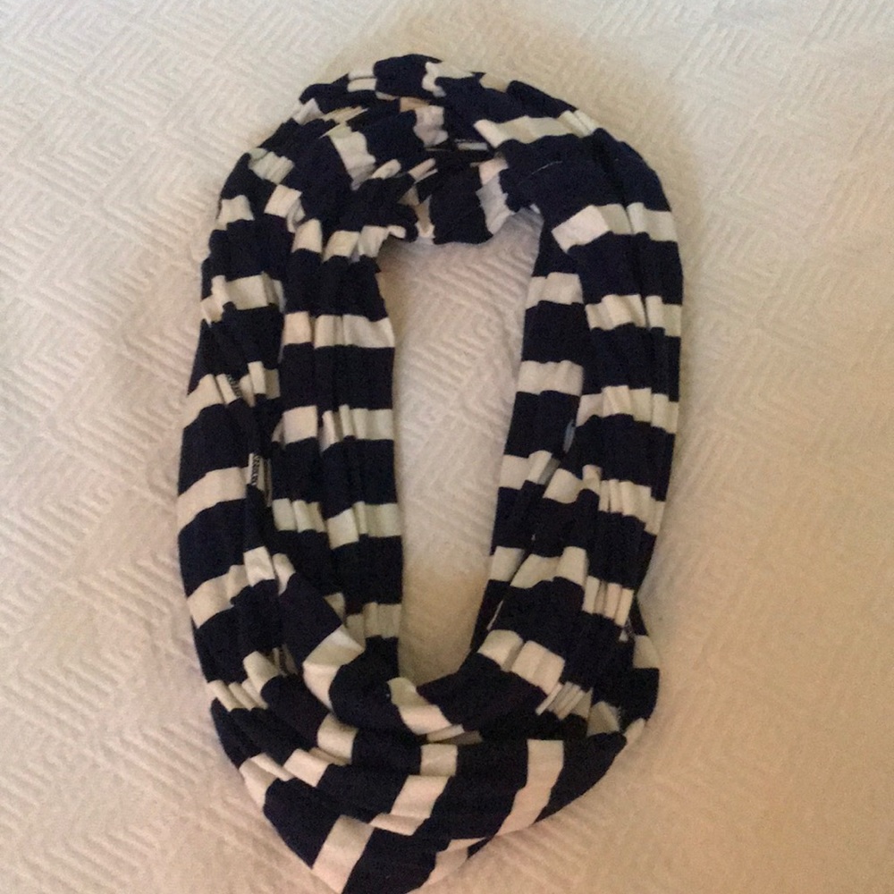 Navy and white striped scarf